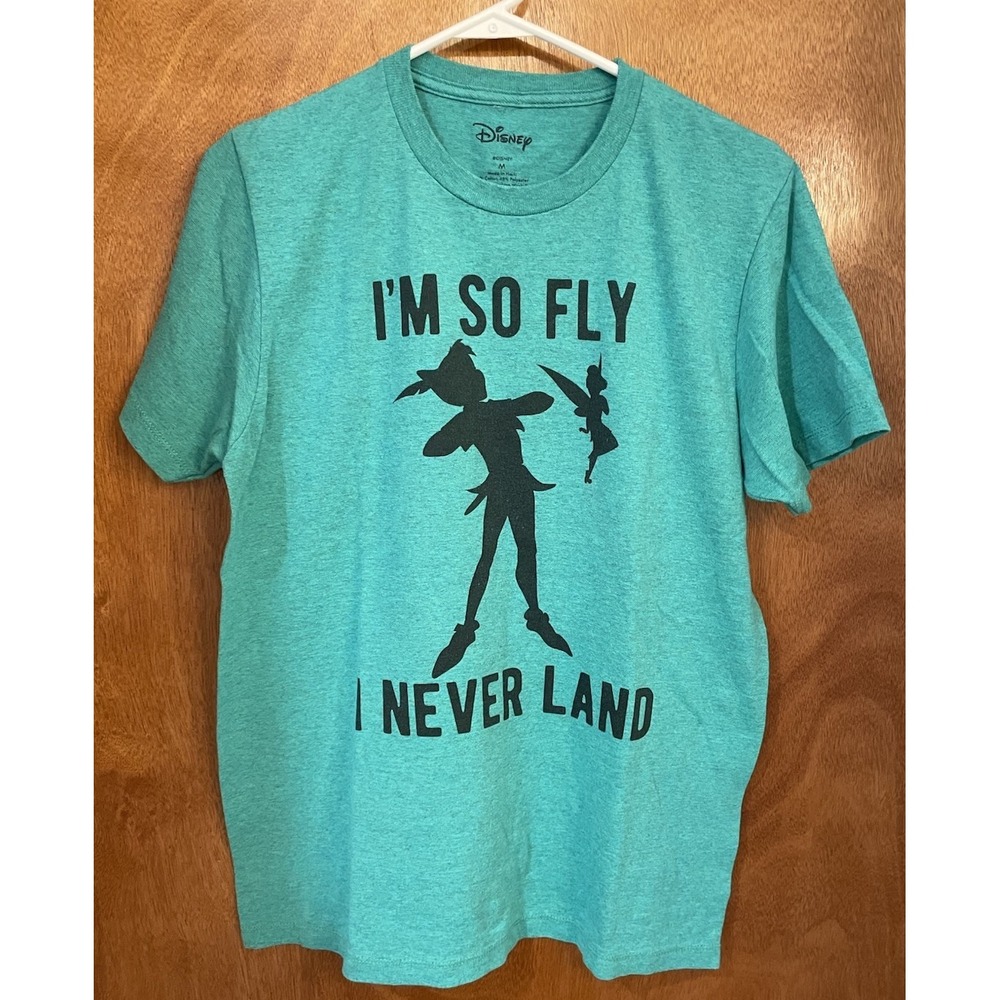 Disney Peter Pan Tinkerbell I'm So Fly I Never Land Green T-shirt Size Medium